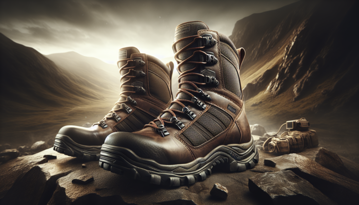 High-quality tactical boots with durable leather and Gore-Tex, offering support and waterproofing for rugged use.