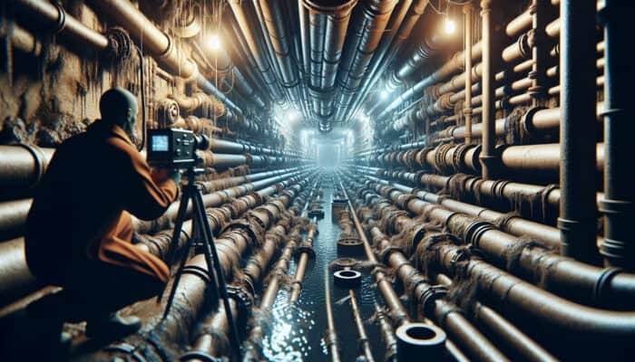 Expert sewer inspection in Surrey employing advanced camera technology to evaluate underground pipes.
