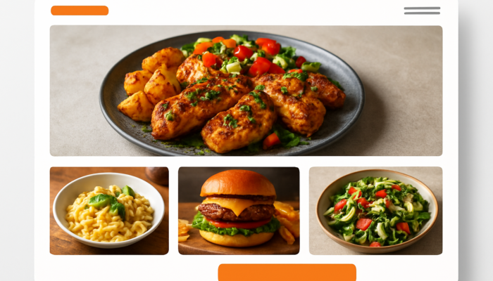 Modern Glastonbury restaurant website displaying vibrant dish gallery and user-friendly booking system.