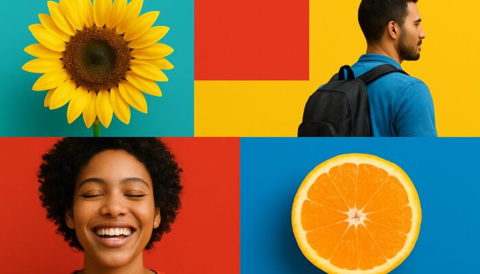 A vibrant digital layout featuring colourful images and bold text intertwined to boost viewer engagement.