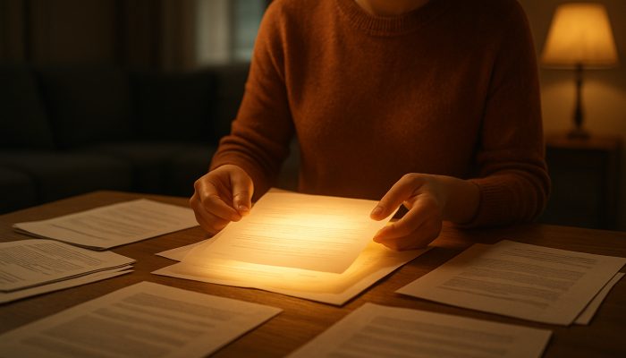 Merging Debts When You Rent Not Own: Practical Guidance | DCL Renter consolidating scattered debt papers into one glowing document on wooden table in cozy apartment